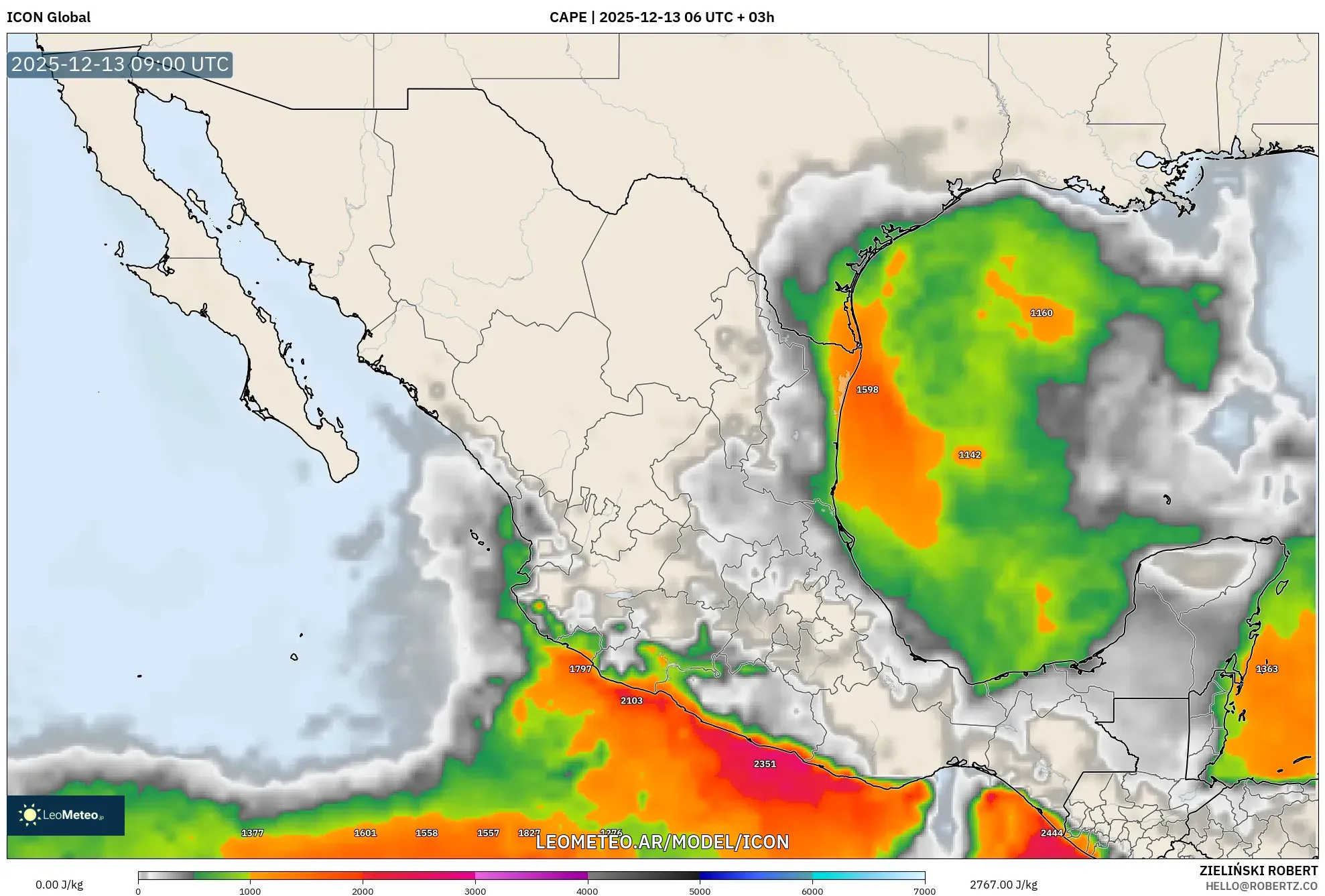 ICON model - México, CAPE