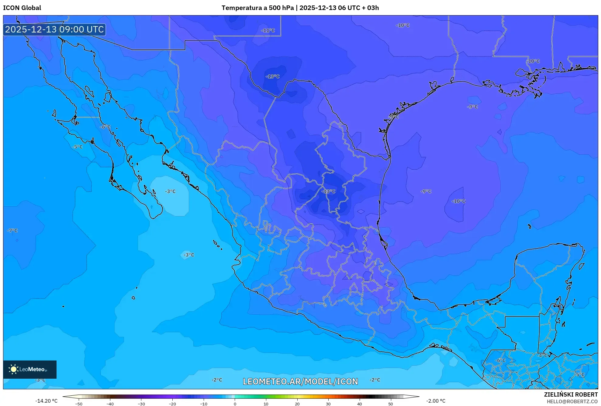 ICON model - México, Temperatura a 500 hPa