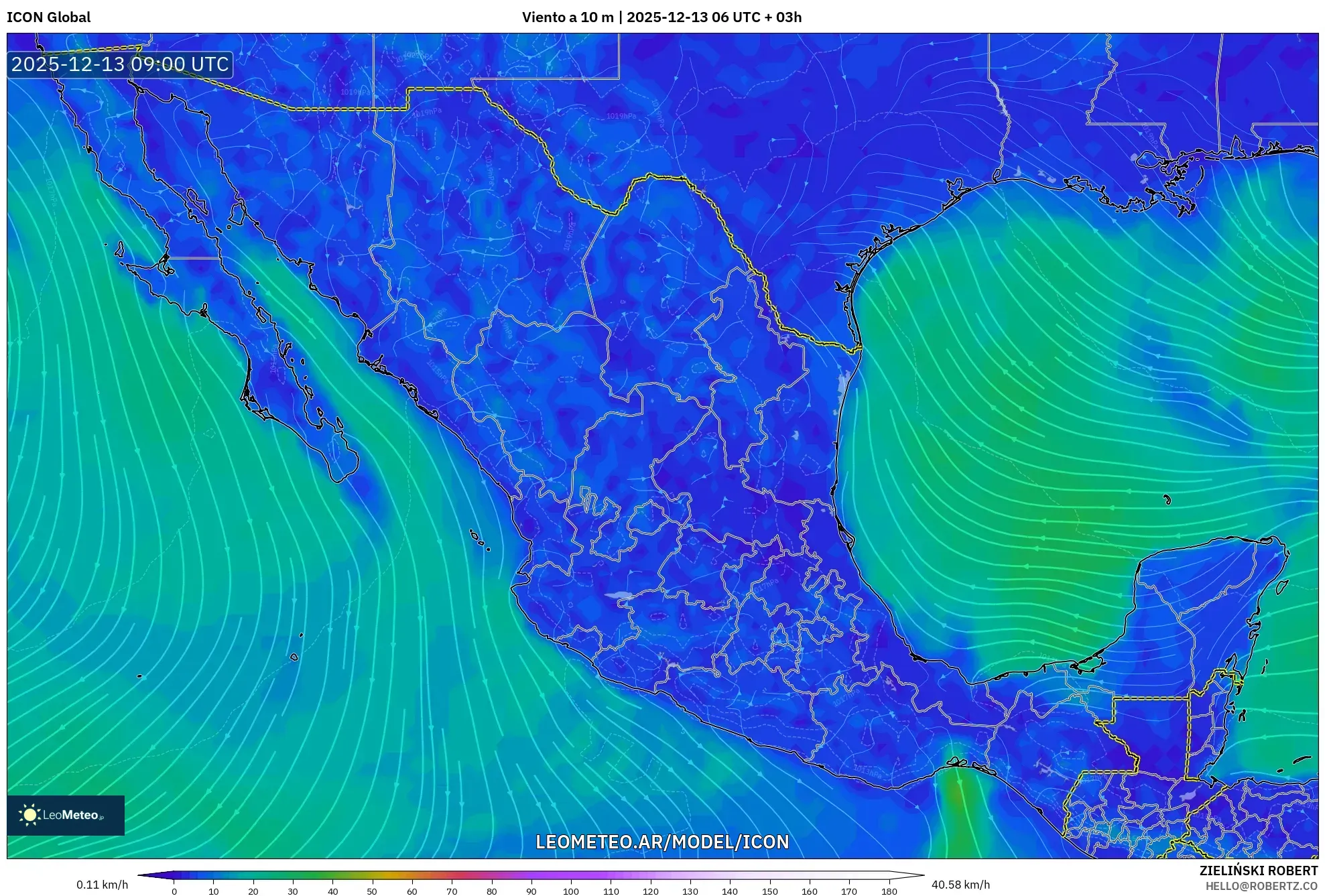 ICON model - México, Viento a 10 m