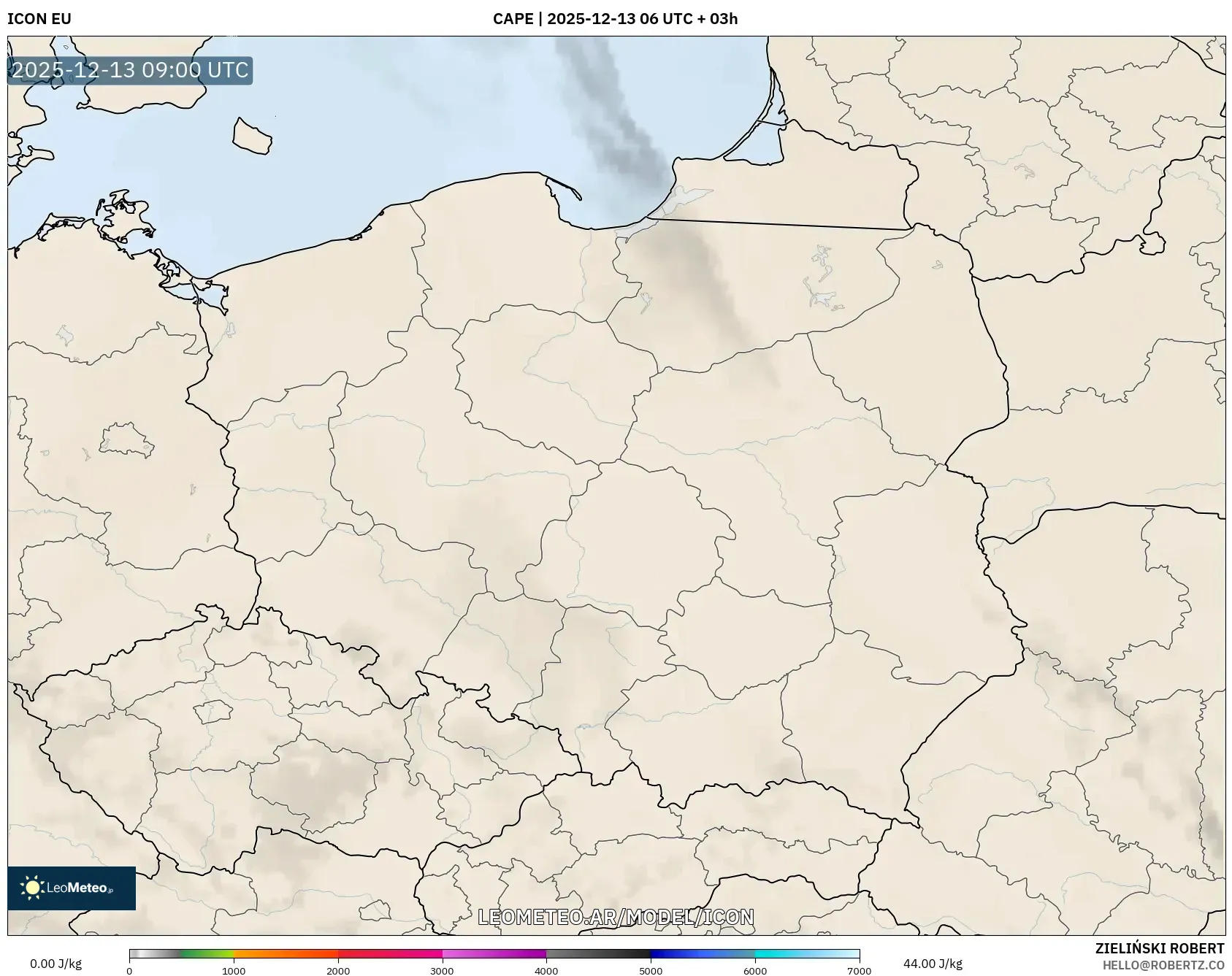 ICON model - Polonia, CAPE