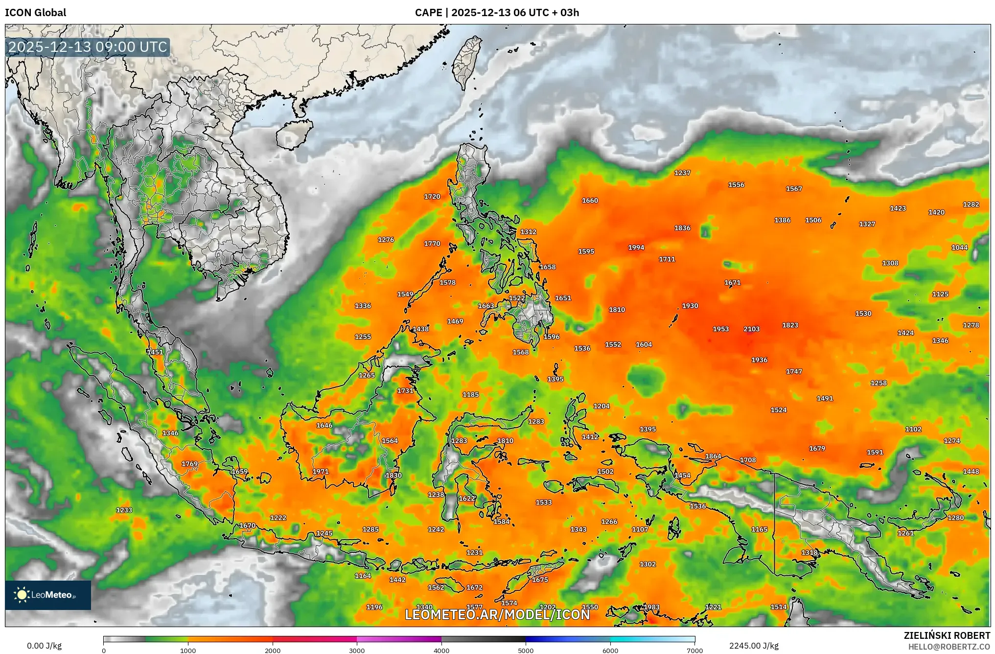 ICON model - Sudeste Asiático, CAPE