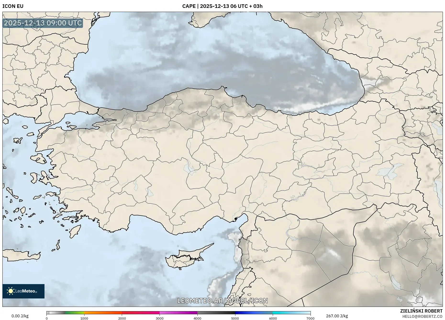 ICON model - Turquía, CAPE