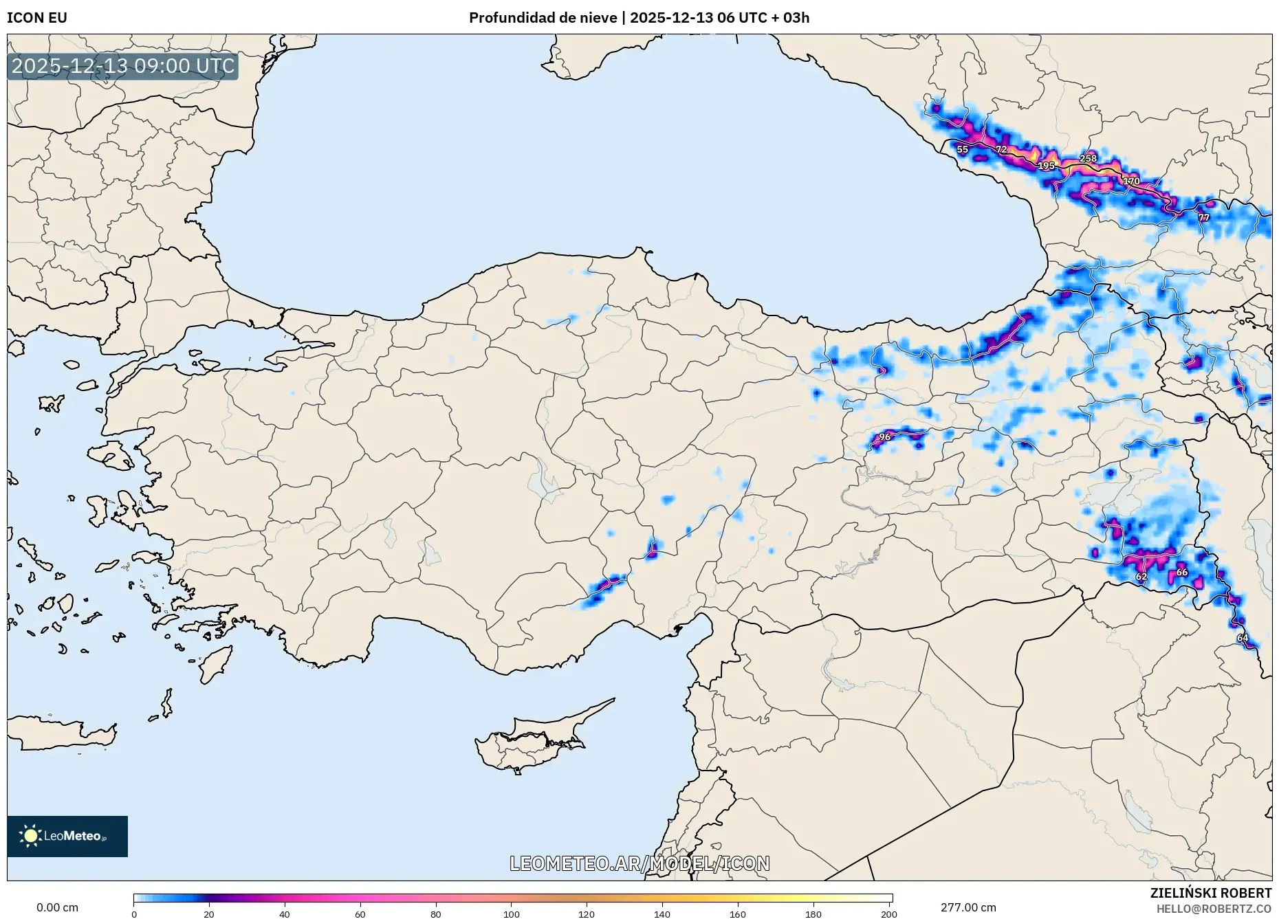 ICON model - Turquía, Profundidad de nieve