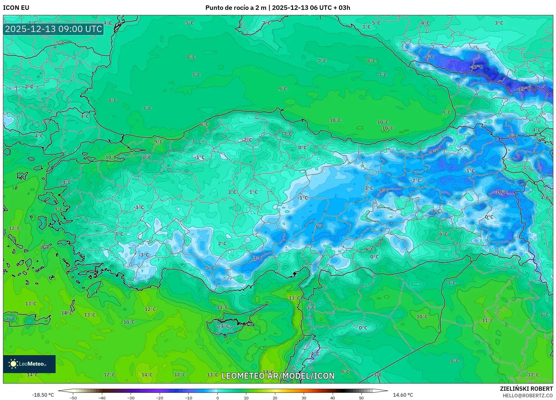 ICON model - Turquía, Punto de rocío a 2 m
