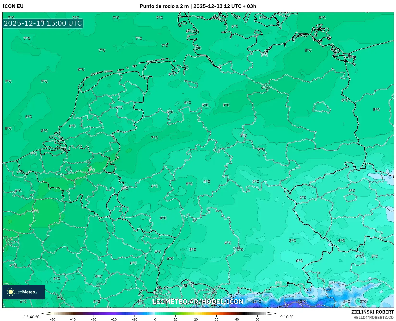 ICON model - Alemania, Punto de rocío a 2 m