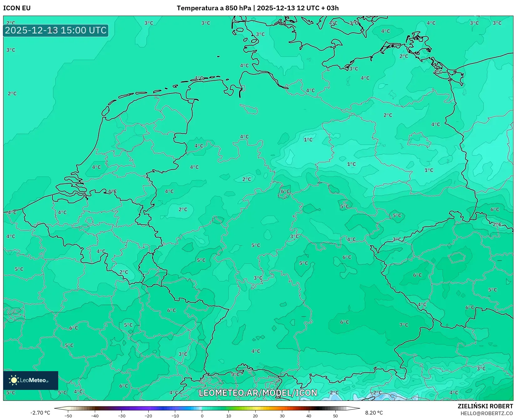ICON model - Alemania, Temperatura a 850 hPa