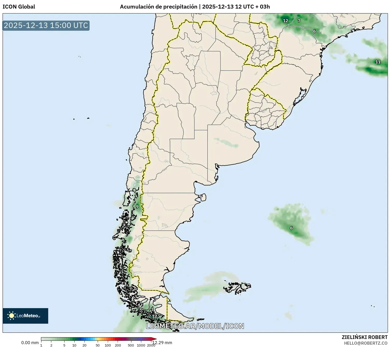 ICON model - Argentina, Acumulación de precipitación