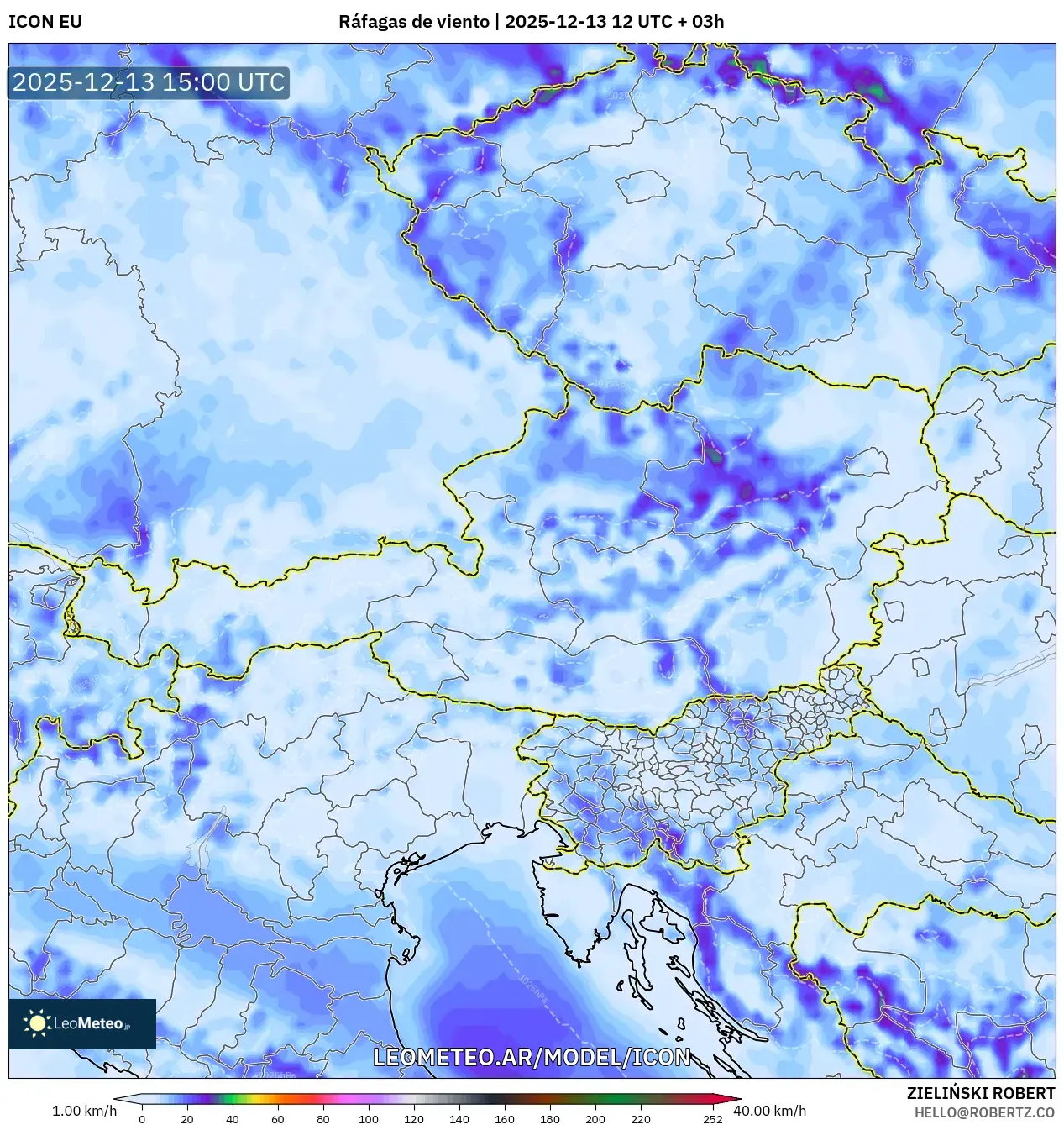 ICON model - Austria, Ráfagas de viento