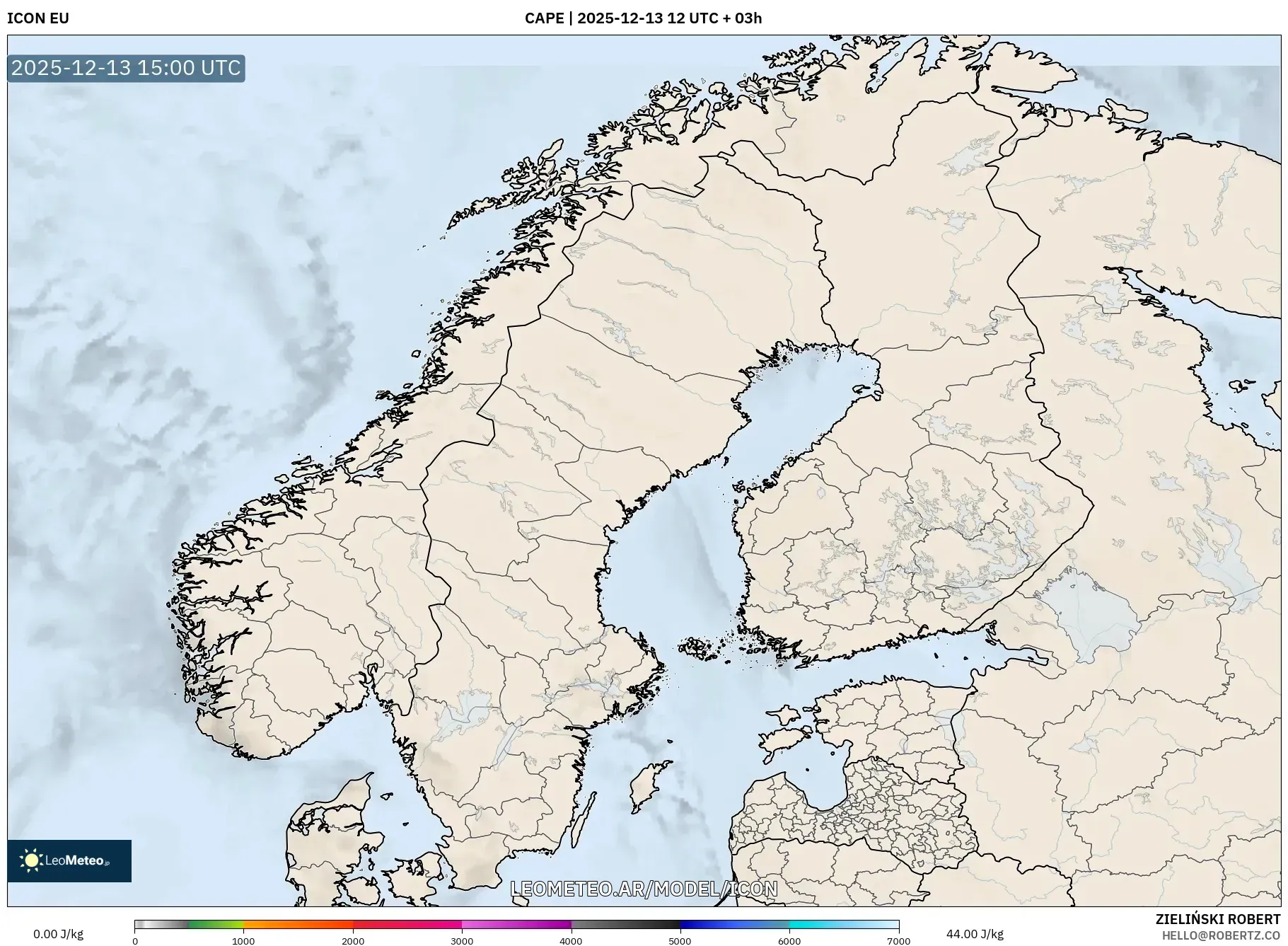 ICON model - Escandinavia, CAPE