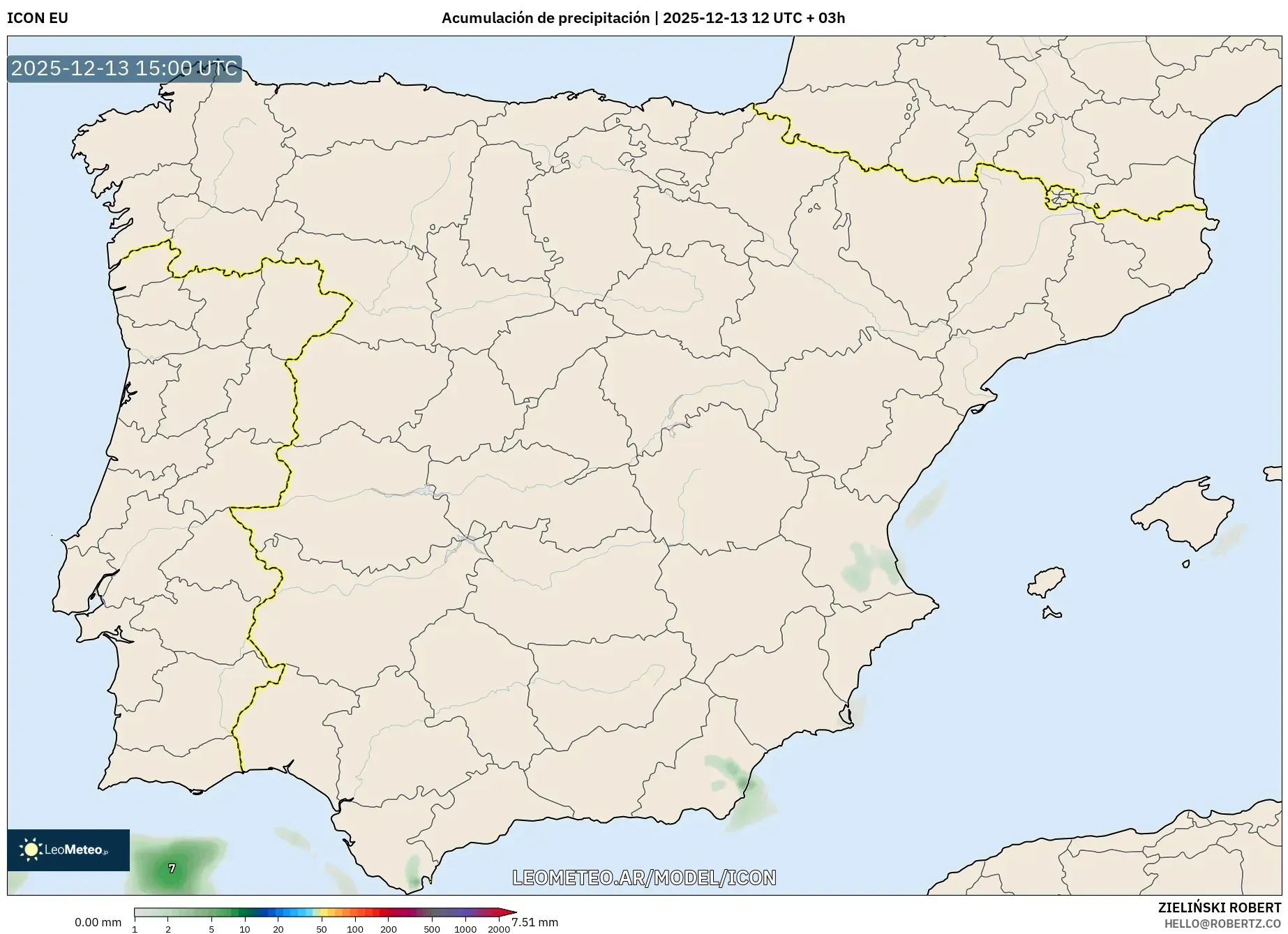ICON model - España, Acumulación de precipitación