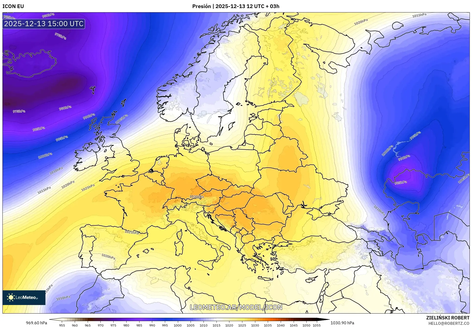 ICON model - Europa, Presión