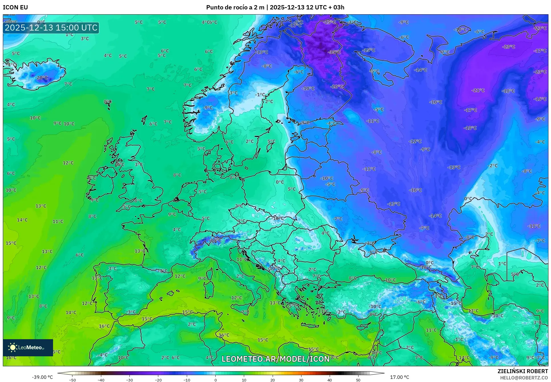 ICON model - Europa, Punto de rocío a 2 m