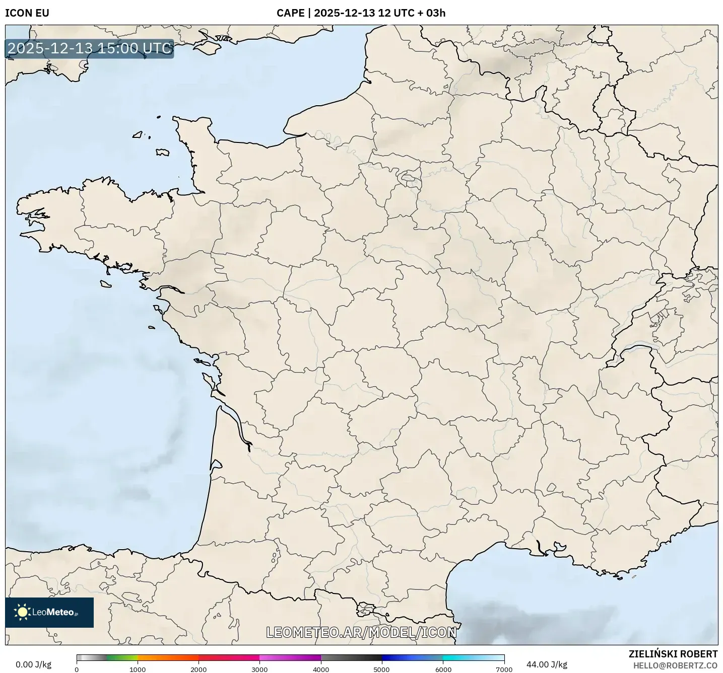 ICON model - Francia, CAPE