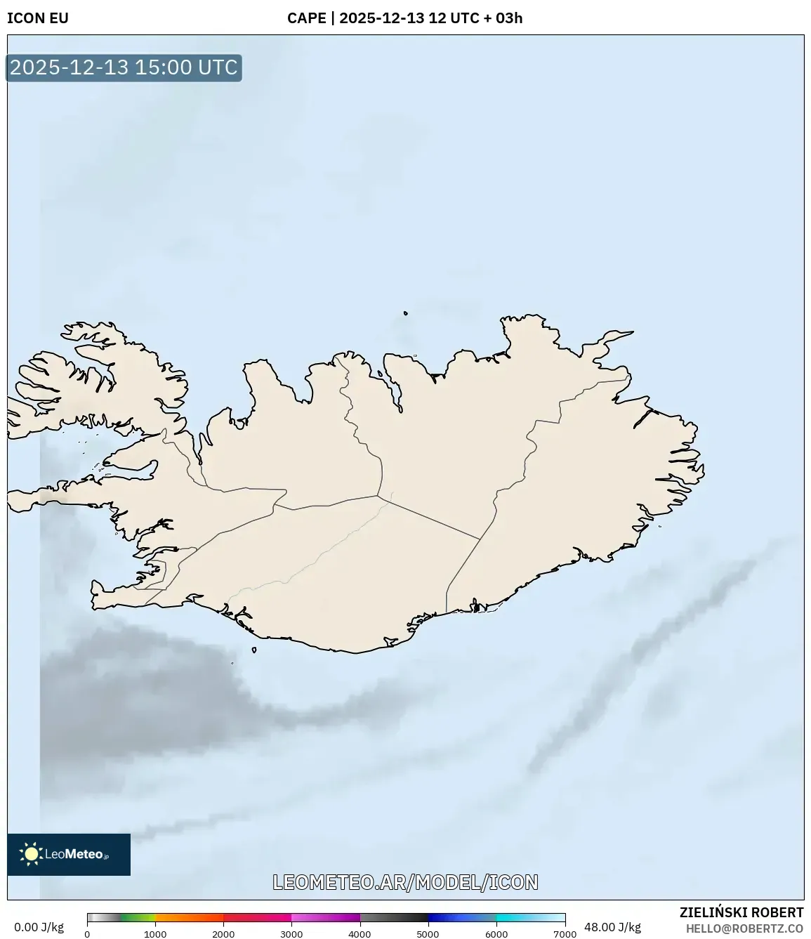 ICON model - Islandia, CAPE