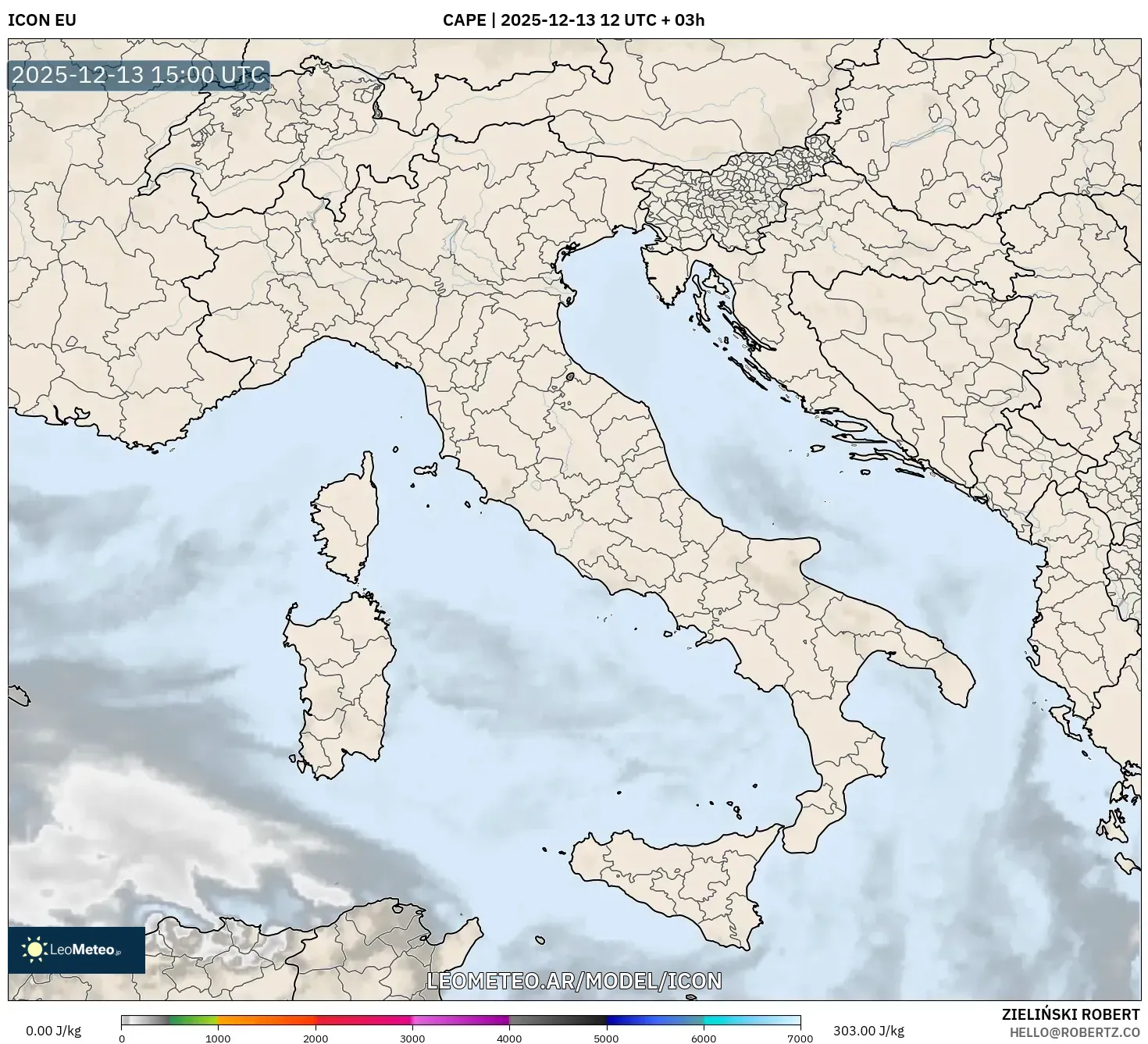 ICON model - Italia, CAPE