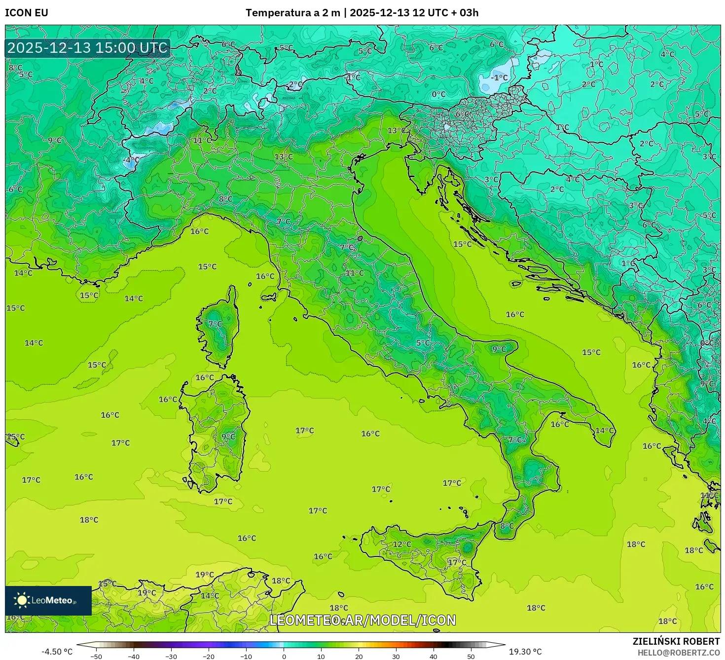 ICON model - Italia, Temperatura a 2 m