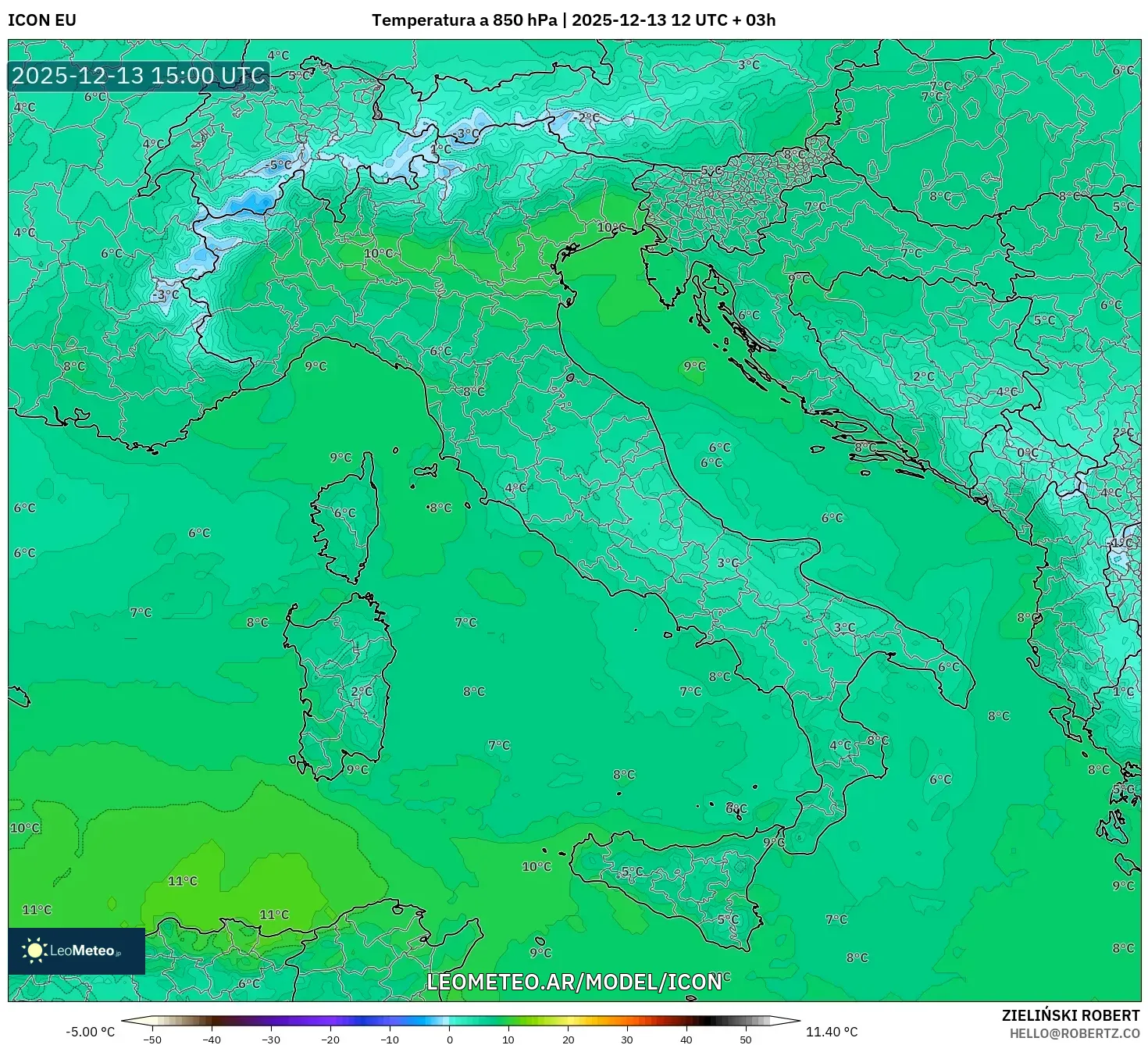 ICON model - Italia, Temperatura a 850 hPa