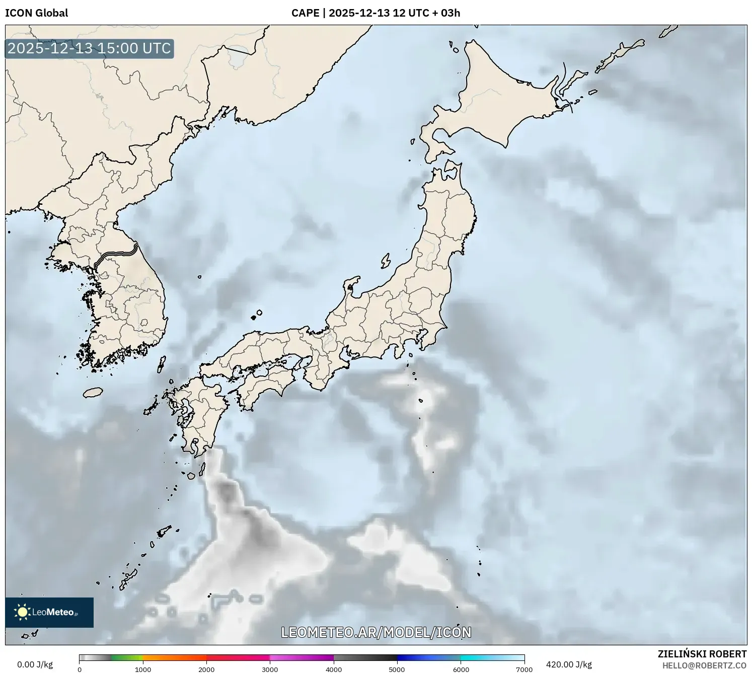 ICON model - Japón, CAPE