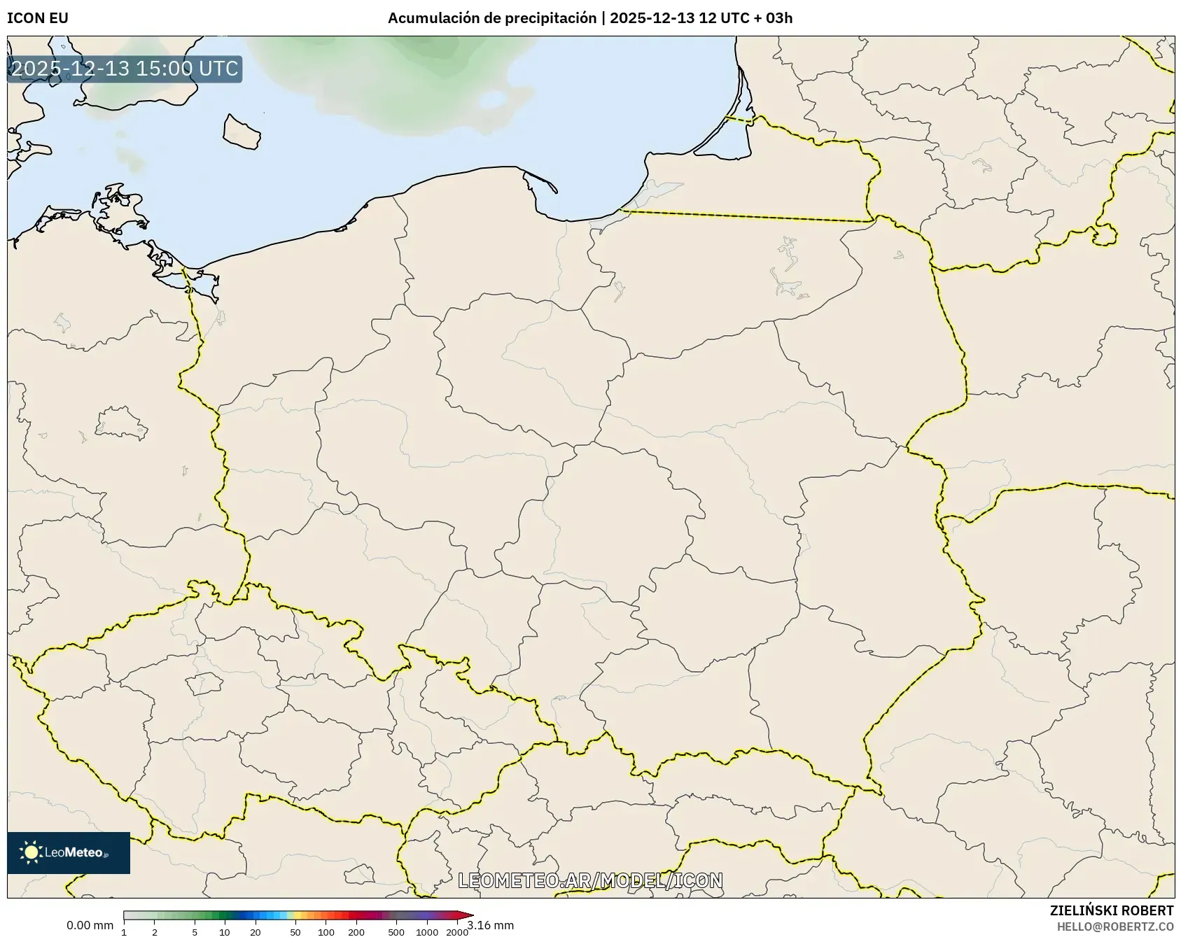 ICON model - Polonia, Acumulación de precipitación