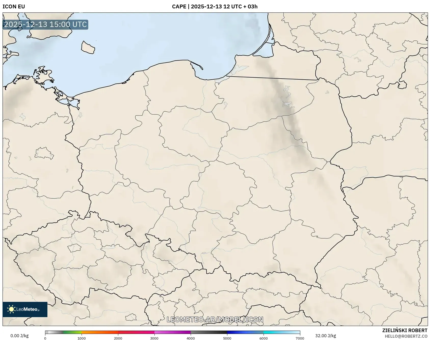 ICON model - Polonia, CAPE