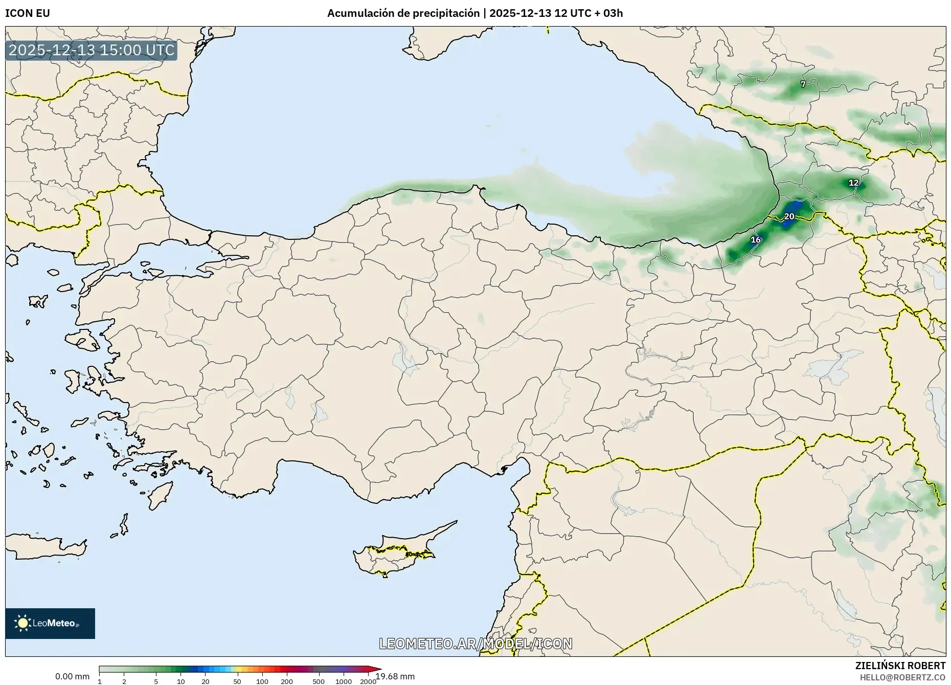 ICON model - Turquía, Acumulación de precipitación