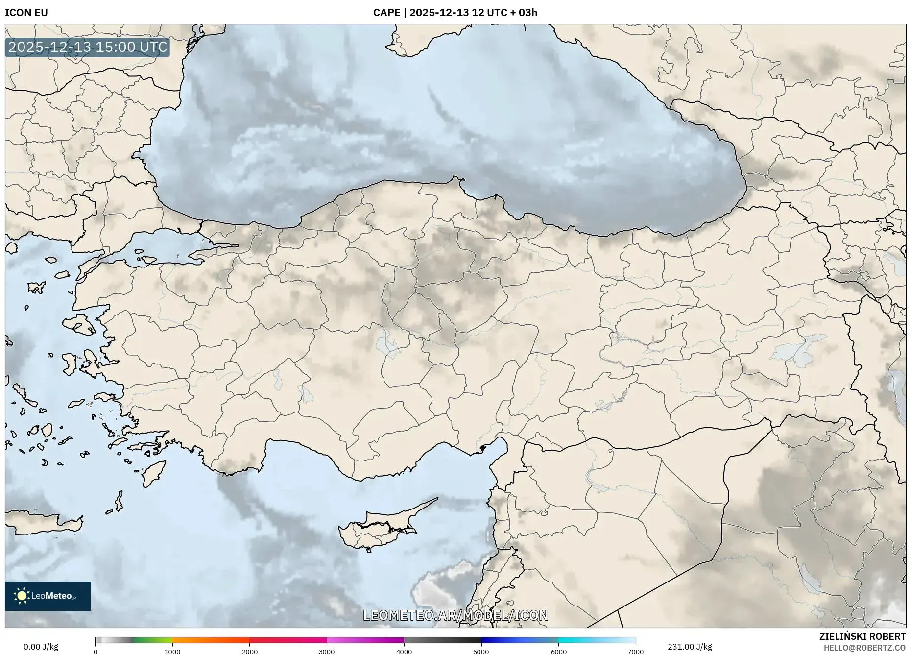 ICON model - Turquía, CAPE