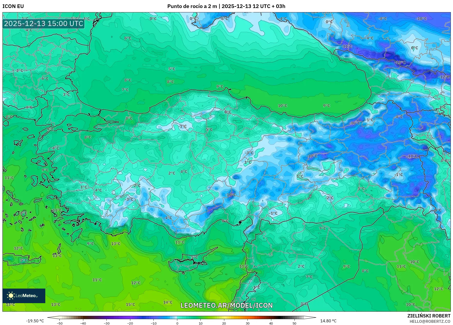 ICON model - Turquía, Punto de rocío a 2 m