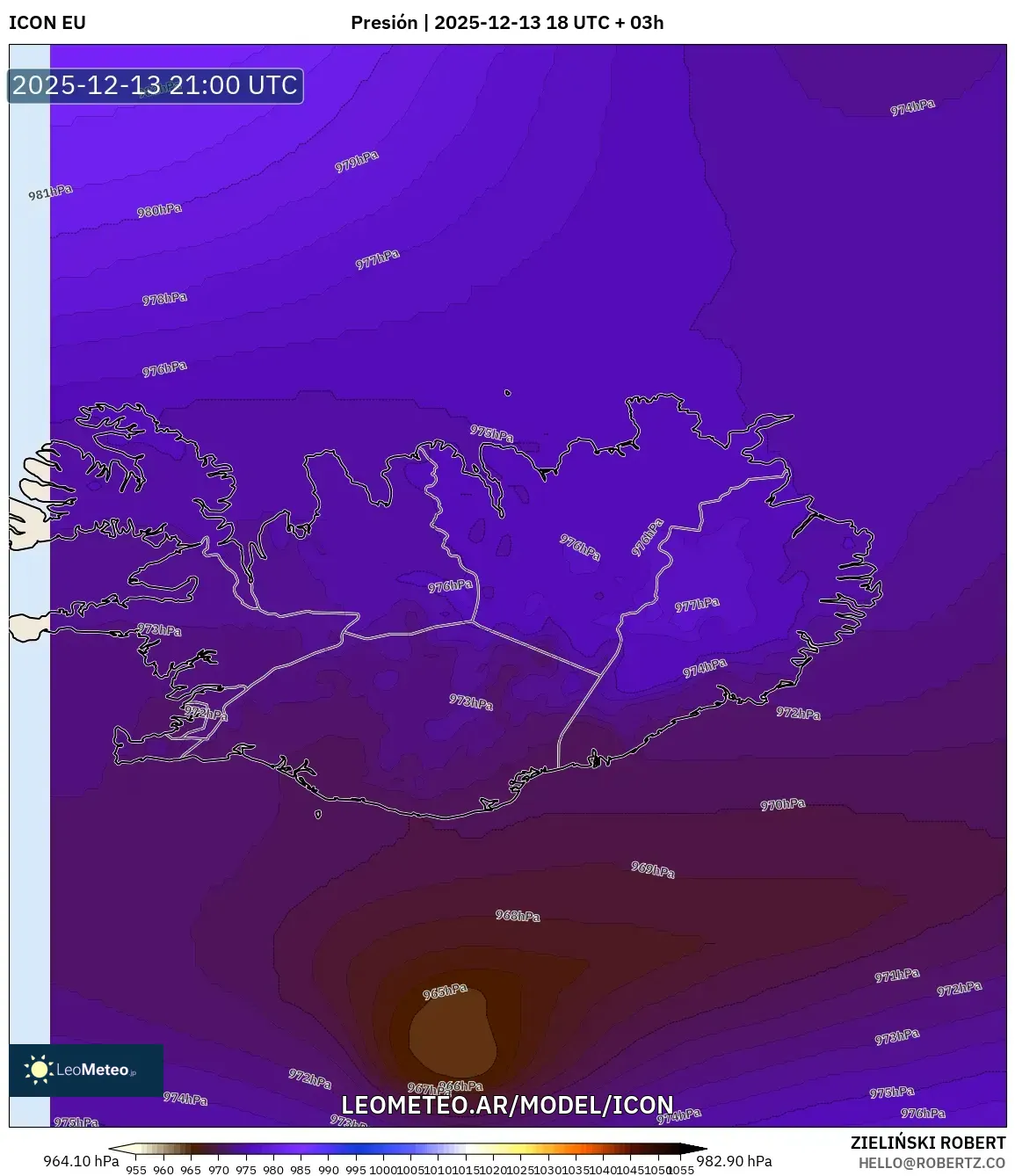 ICON model - Islandia, Presión