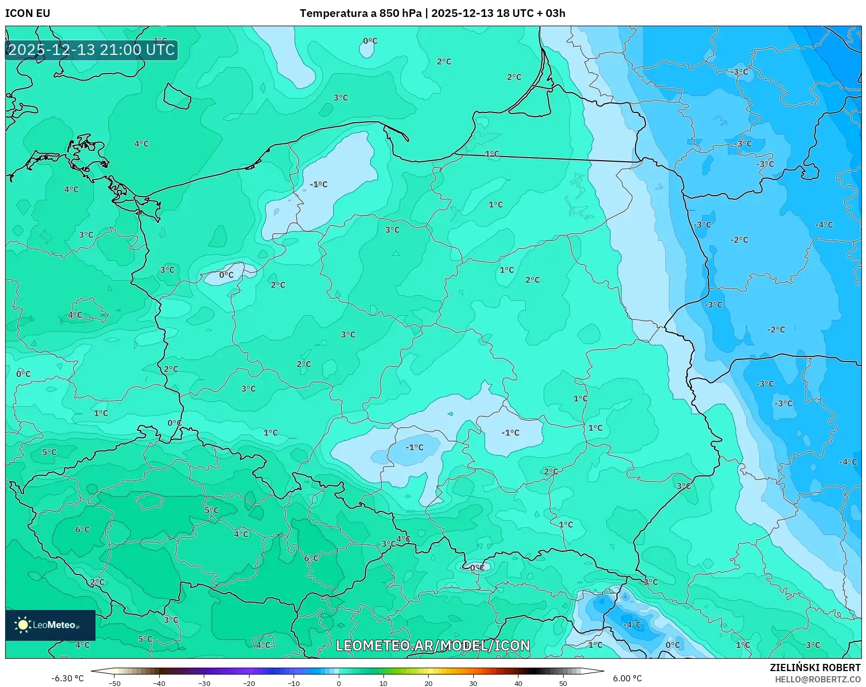 ICON model - Polonia, Temperatura a 850 hPa