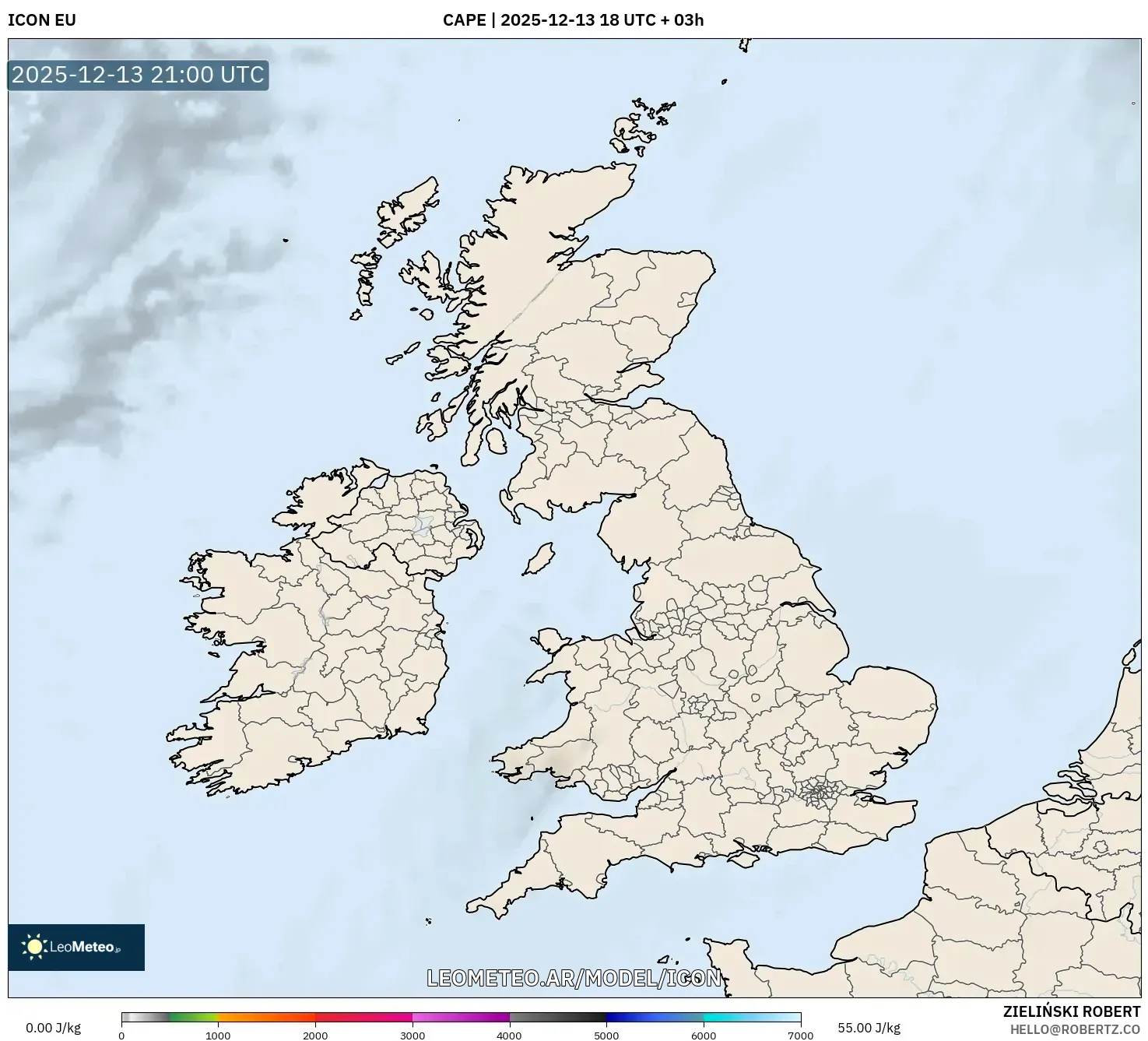 ICON model - Reino Unido, CAPE