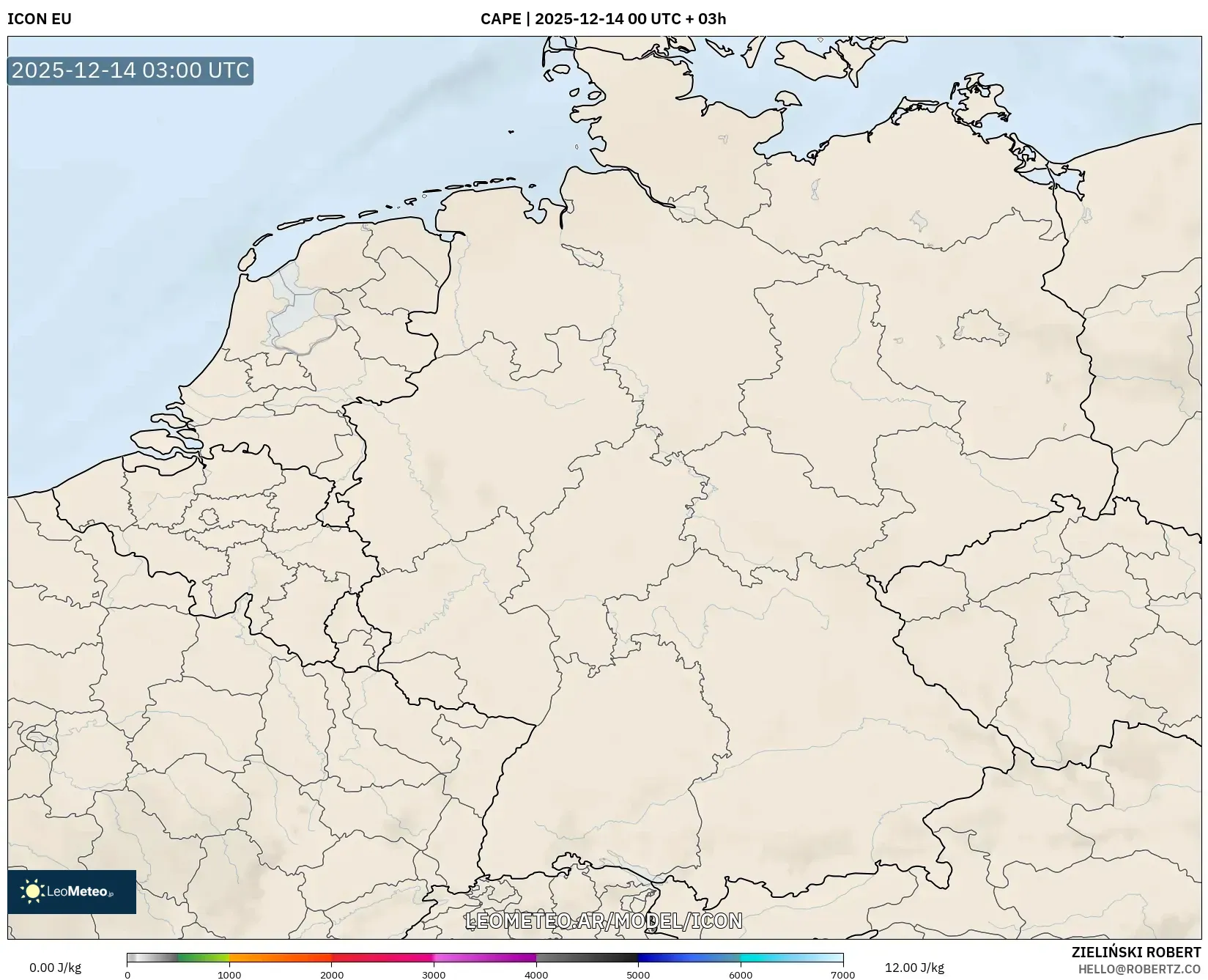 ICON model - Alemania, CAPE