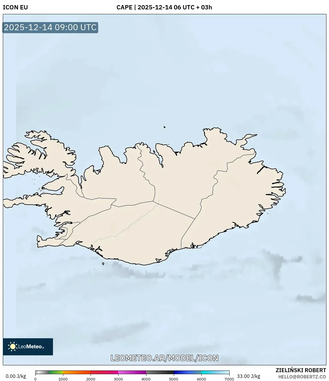 ICON model - Islandia, CAPE