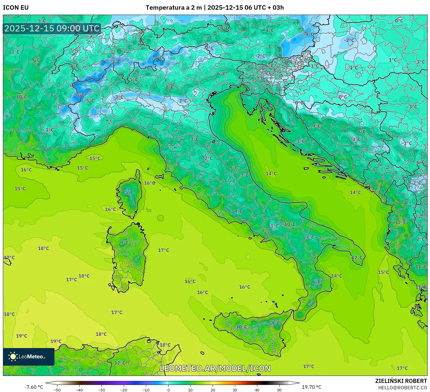 ICON model - Italia, Temperatura a 2 m