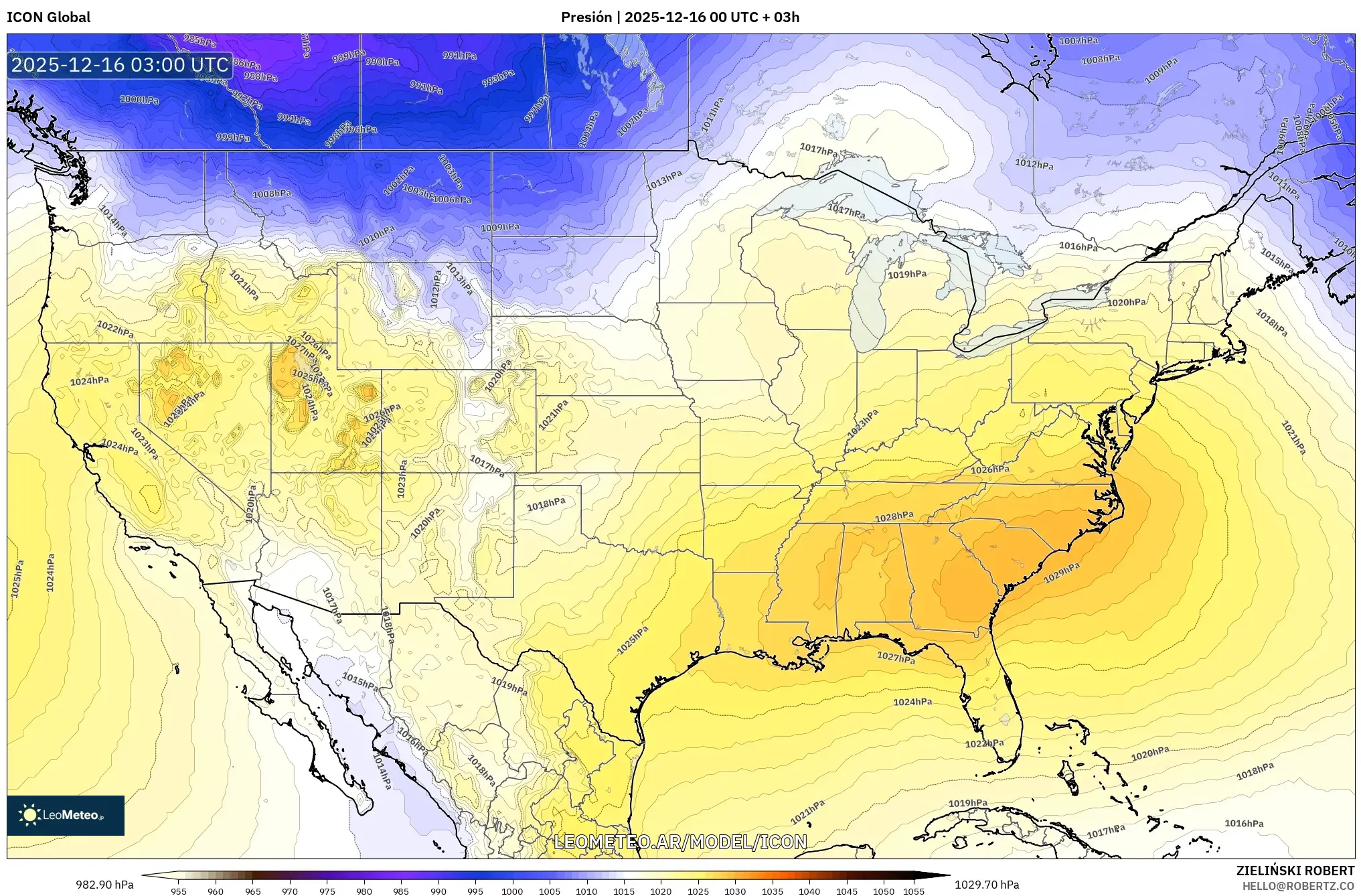ICON model - Estados Unidos, Presión
