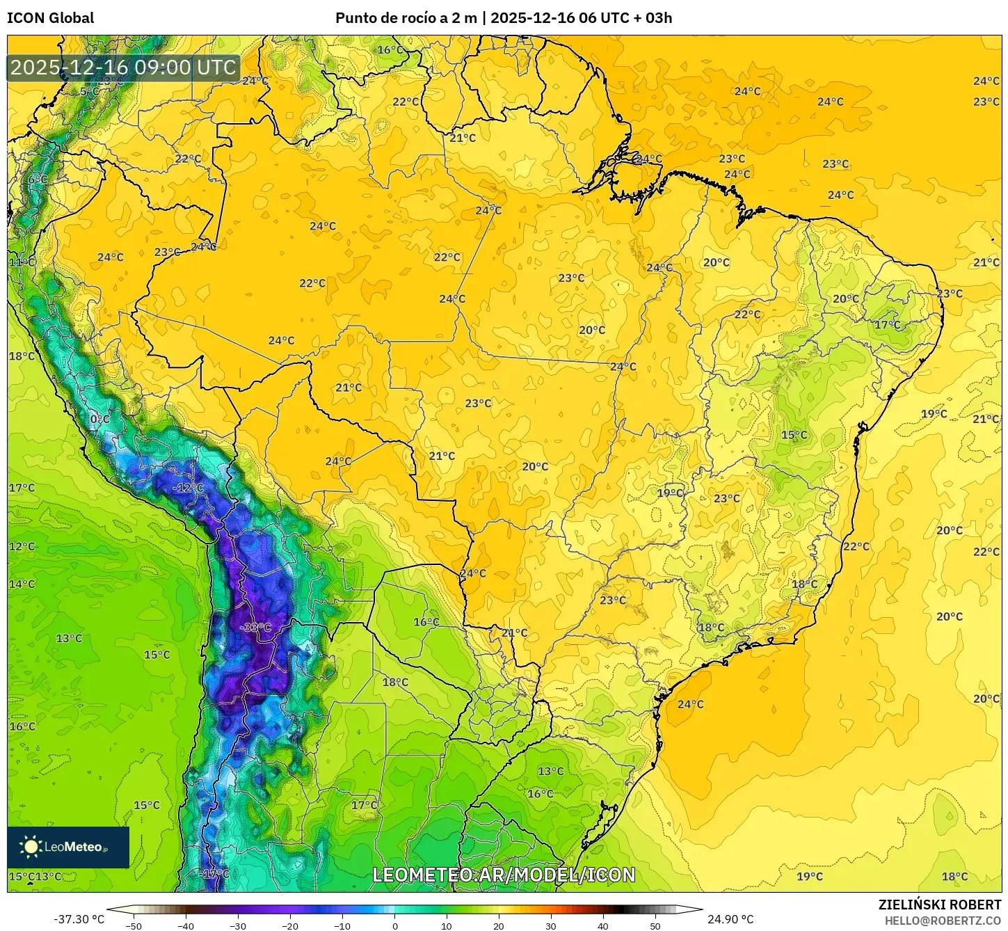 ICON model - Brasil, Punto de rocío a 2 m