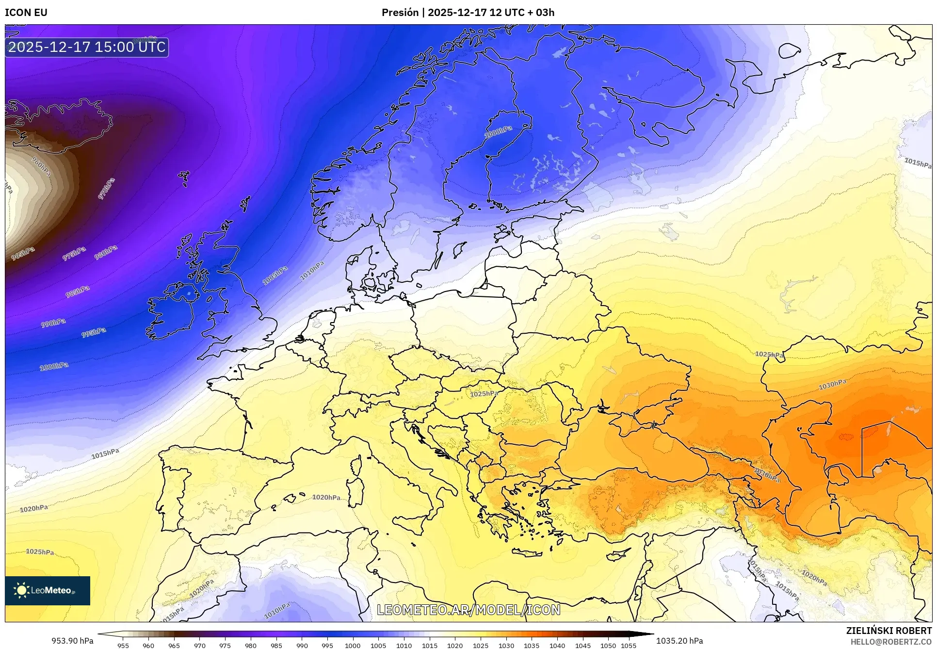 ICON model - Europa, Presión