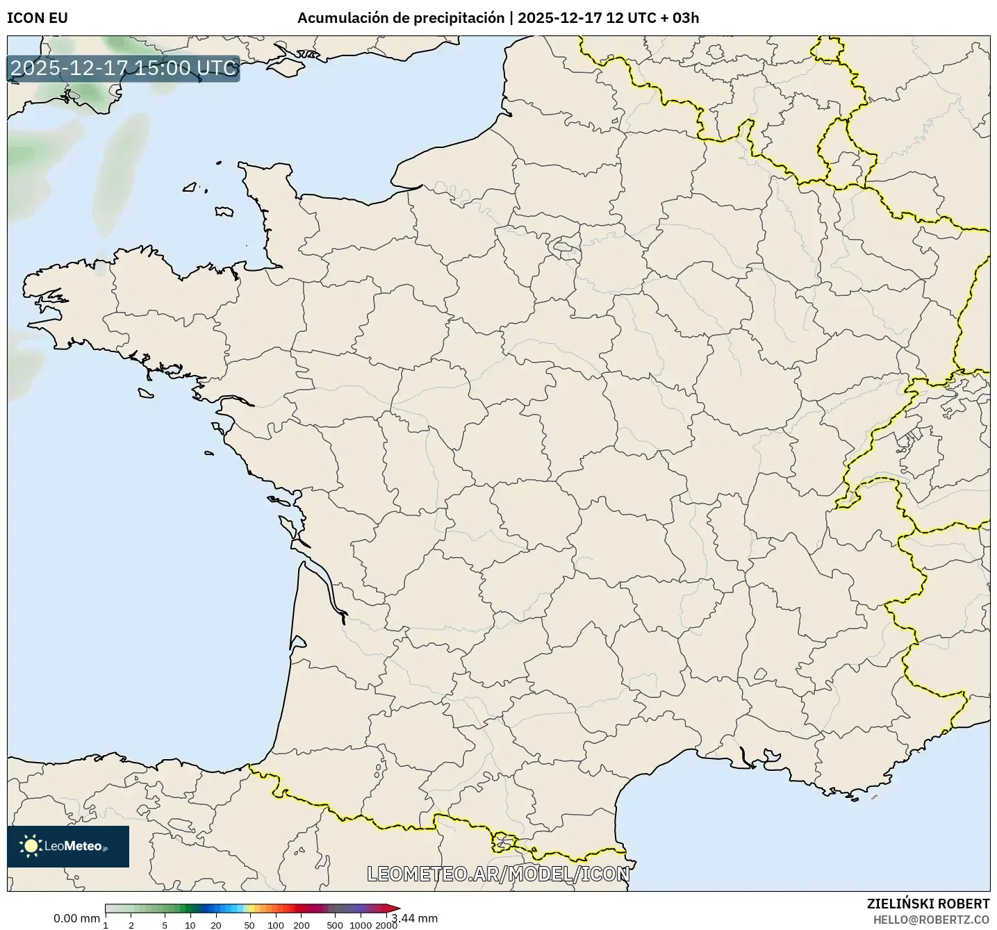 ICON model - Francia, Acumulación de precipitación