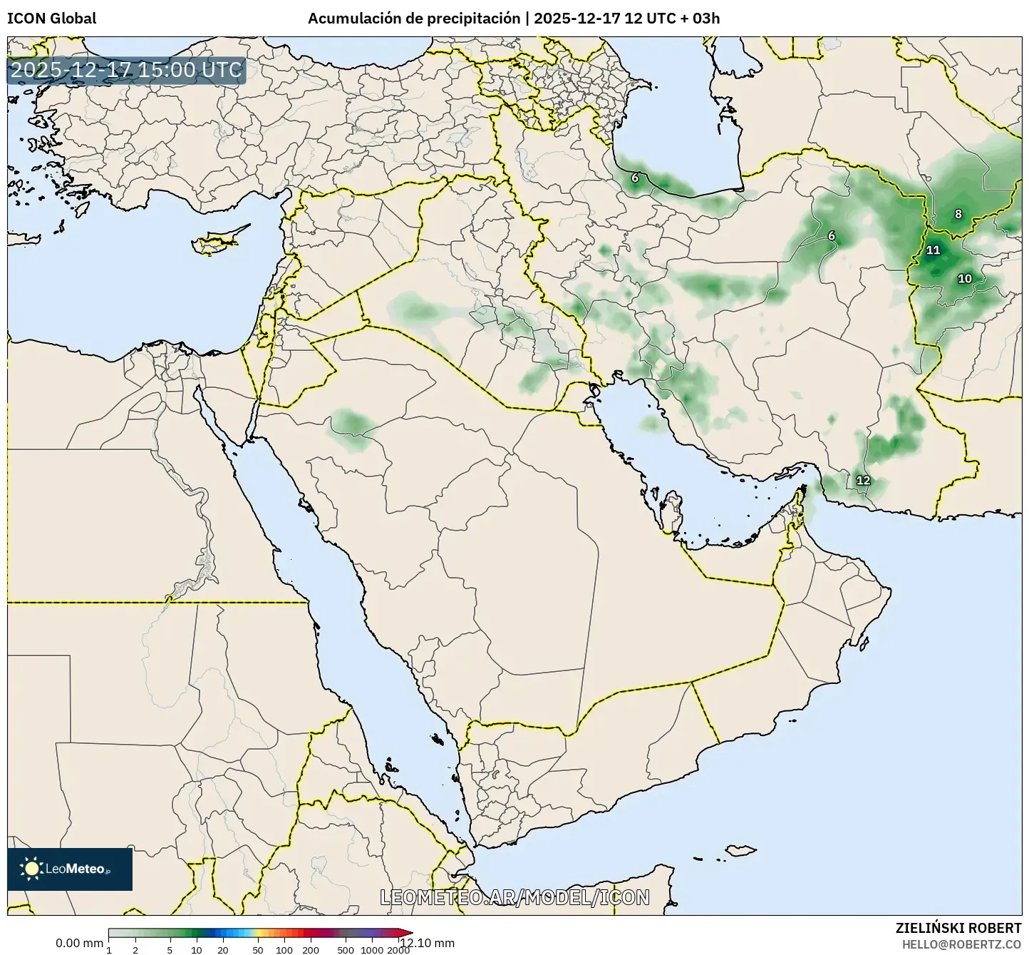 ICON model - Oriente Medio, Acumulación de precipitación