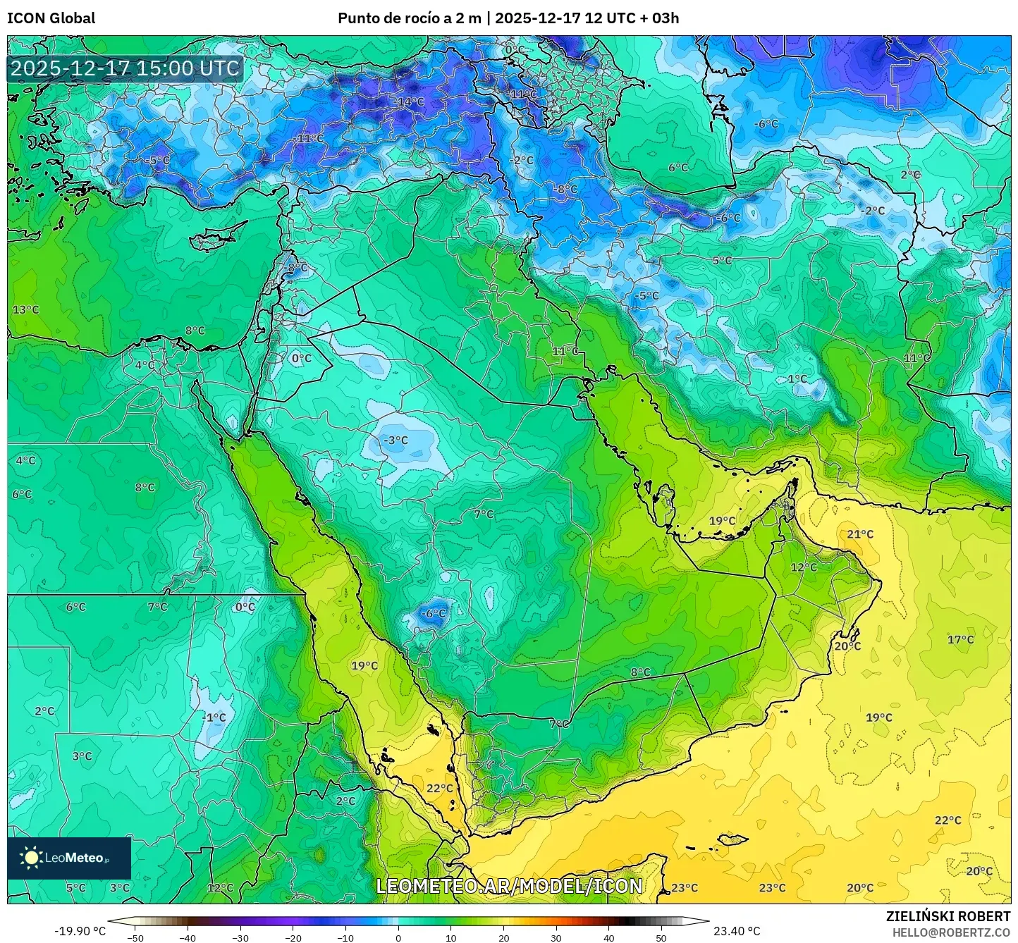 ICON model - Oriente Medio, Punto de rocío a 2 m