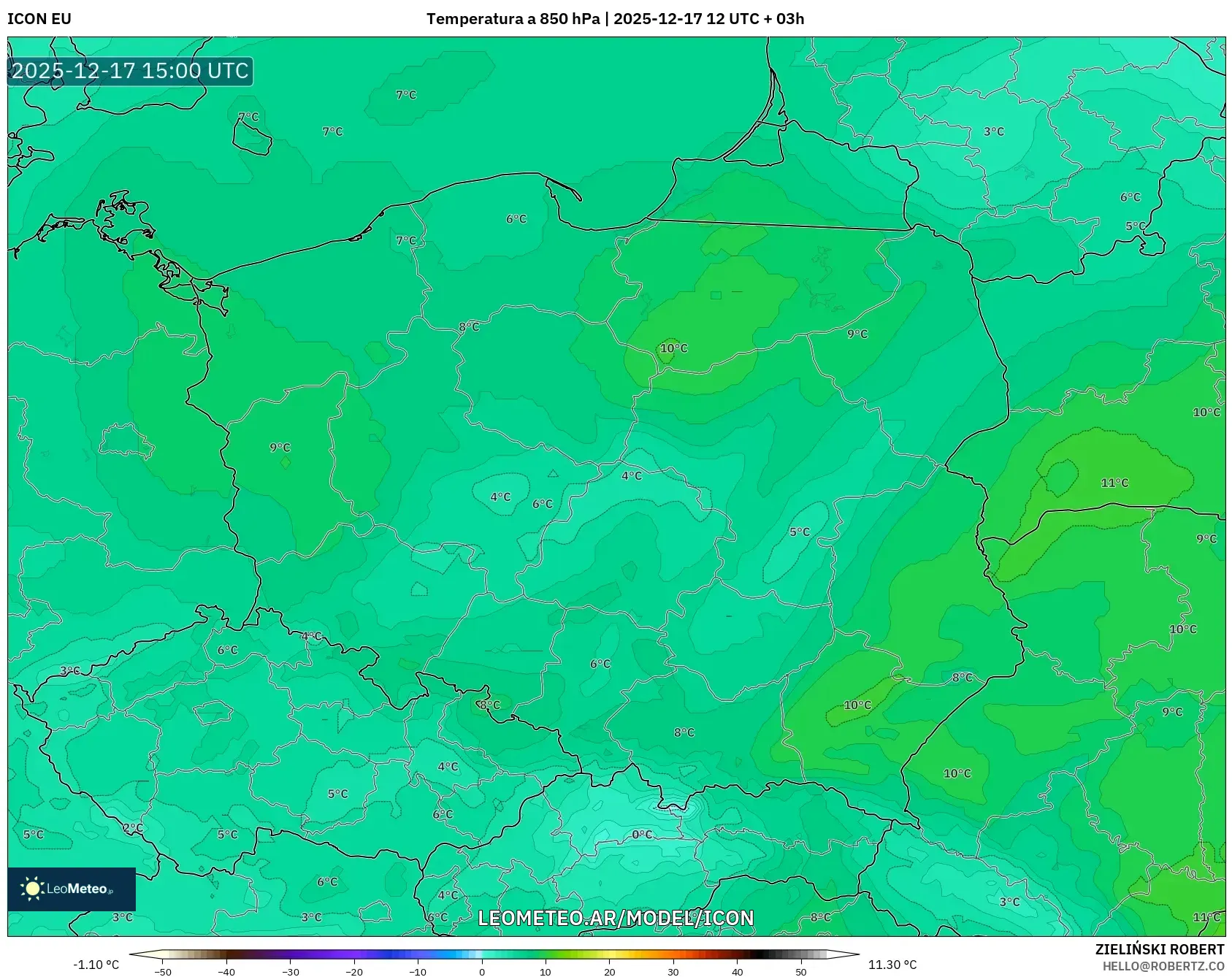 ICON model - Polonia, Temperatura a 850 hPa