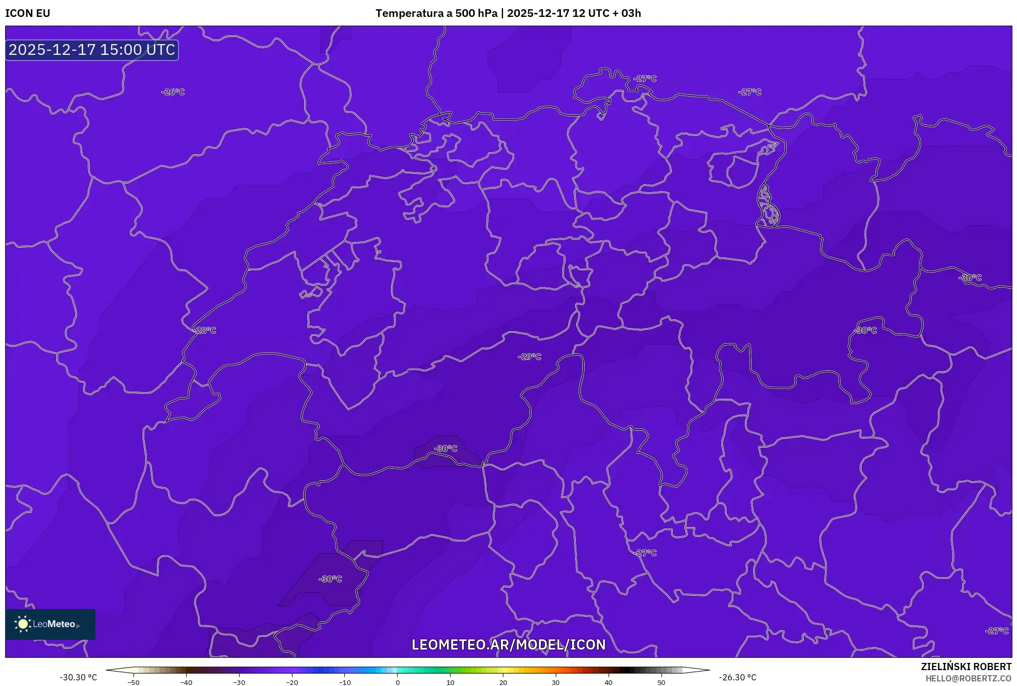 ICON model - Suiza, Temperatura a 500 hPa