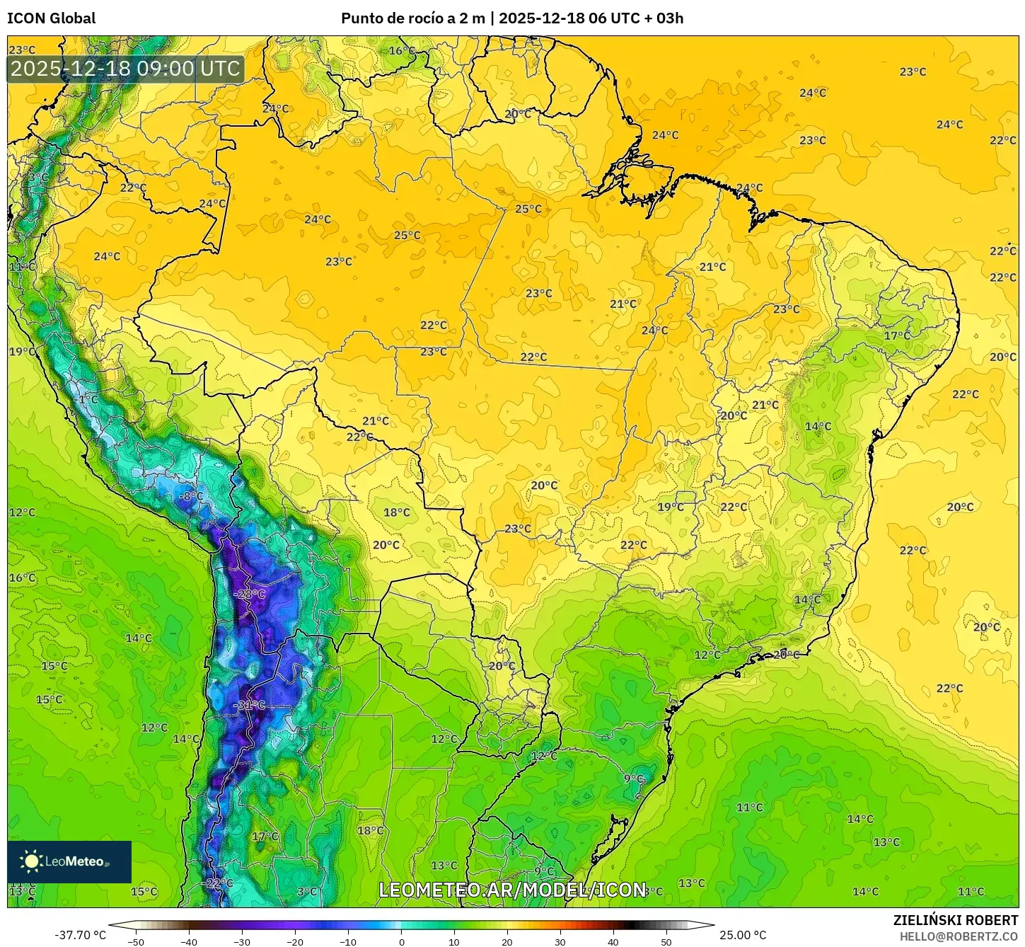 ICON model - Brasil, Punto de rocío a 2 m