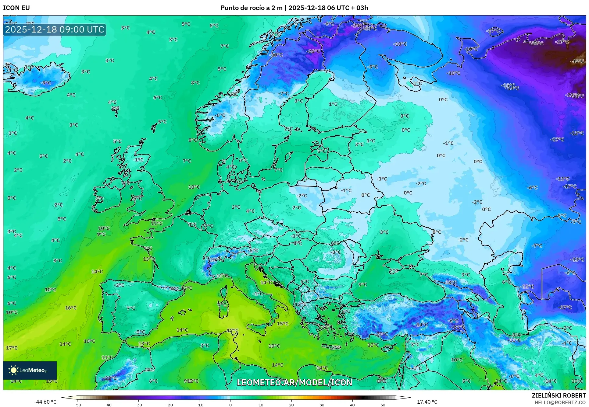 ICON model - Europa, Punto de rocío a 2 m
