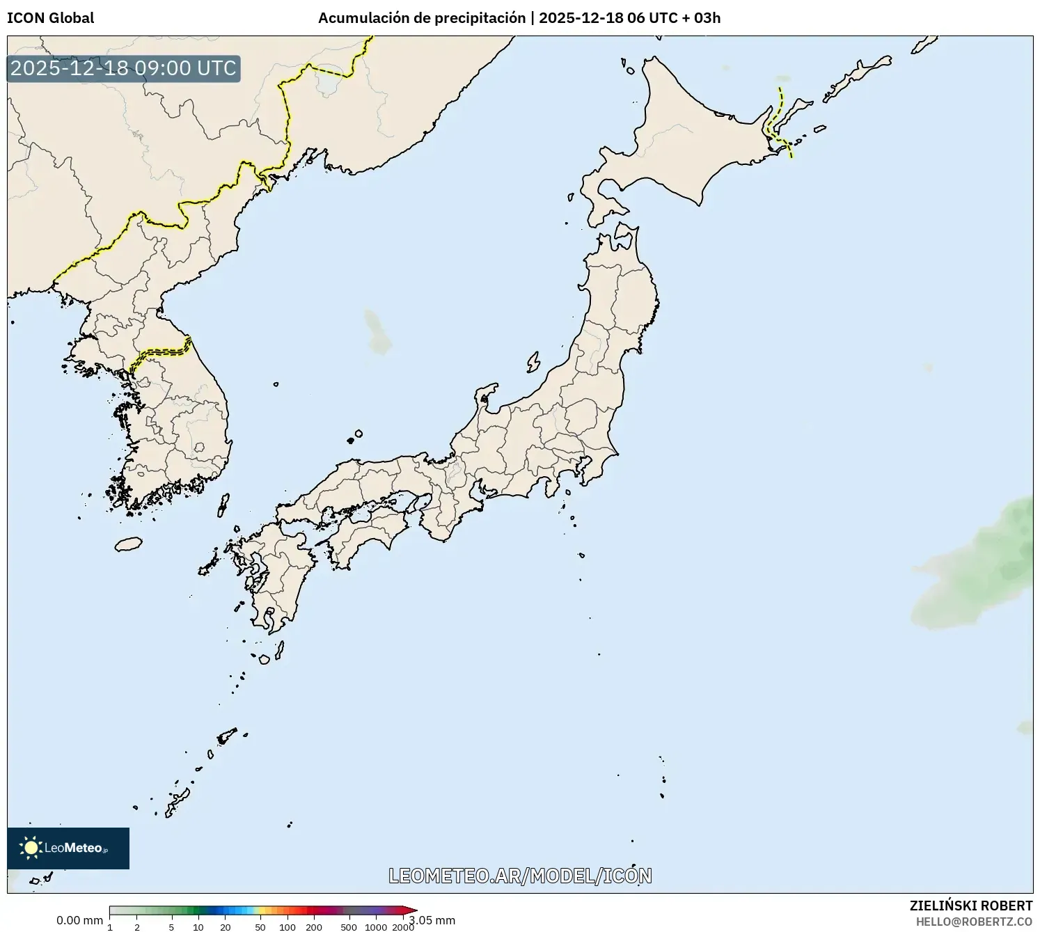 ICON model - Japón, Acumulación de precipitación