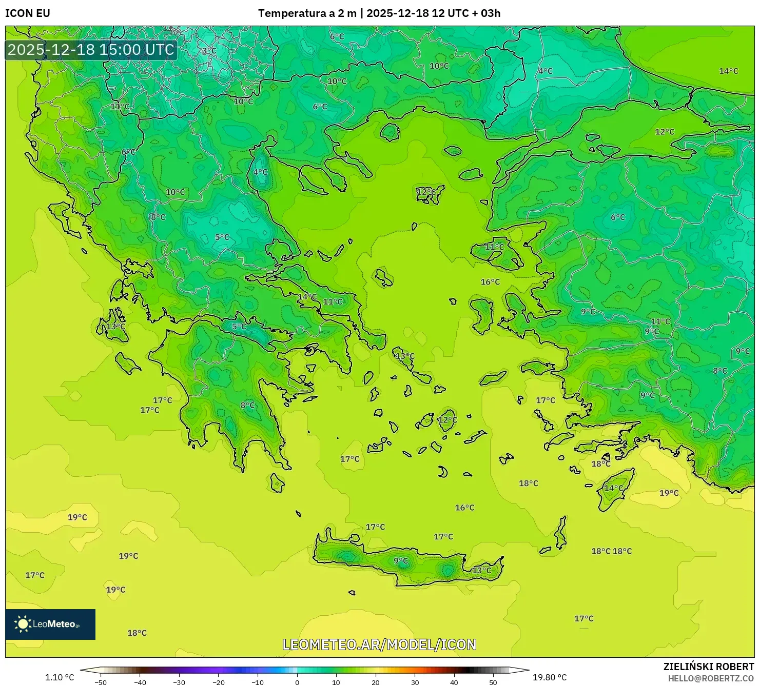 ICON model - Grecia, Temperatura a 2 m
