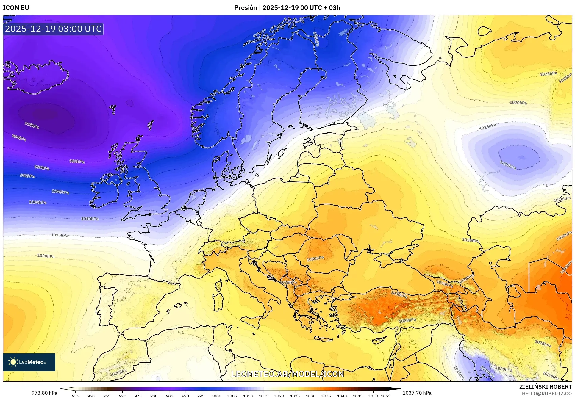 ICON model - Europa, Presión