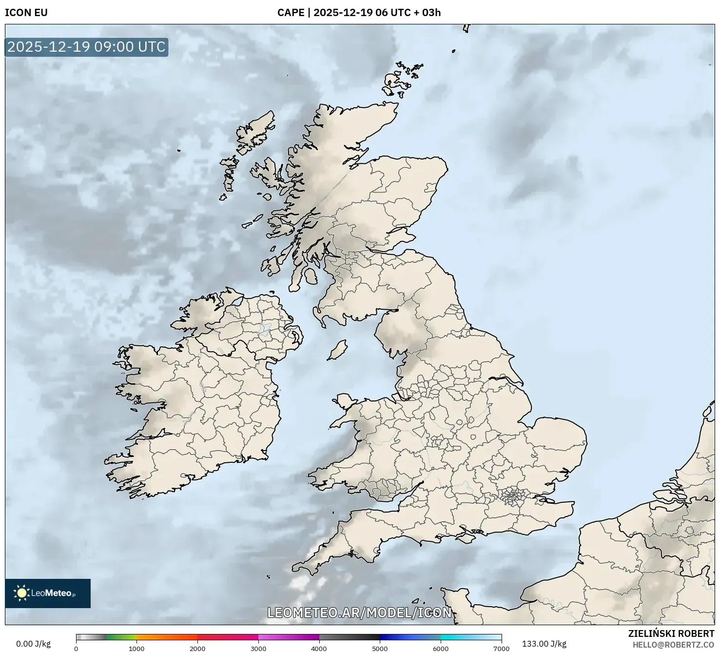 ICON model - Reino Unido, CAPE