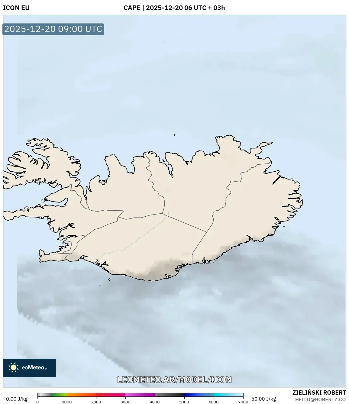 ICON model - Islandia, CAPE