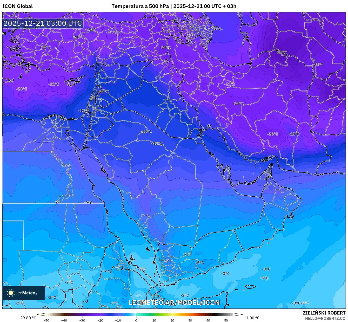 ICON model - Oriente Medio, Temperatura a 500 hPa