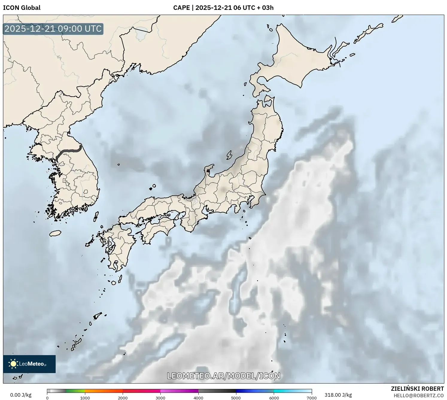 ICON model - Japón, CAPE